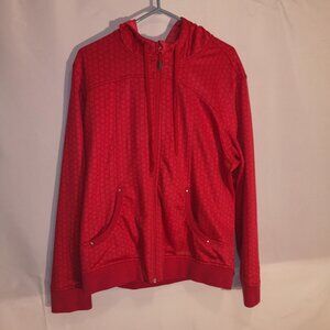 Wind River Ladies Fleece Lined Red Patterned Full Zip Hoodie
